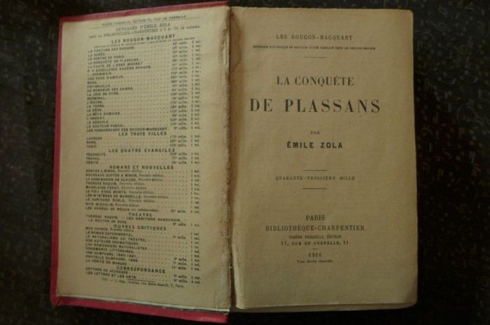 La conquete de plassans de Emile Zola Ed. Bobliotheque-Charpentier Paris 1916 foto mare La conquete de plassans de Emile Zola Ed. Bobliotheque-Charpentier Paris 1916 foto mare