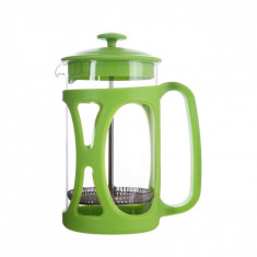 Infuzor ceai si cafea sticla, sapir, capac, maner si rama din plastic, 600 ml, verde foto