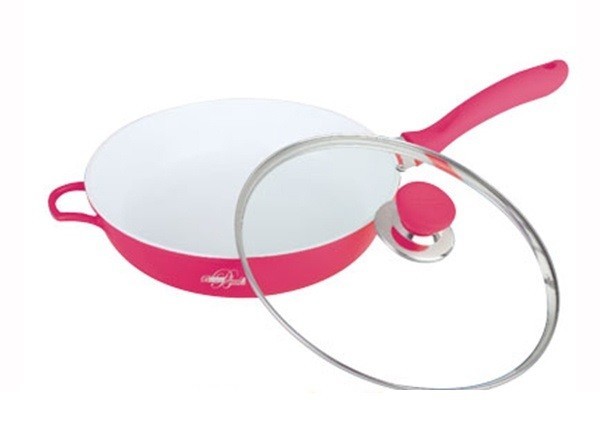 Tigaie ceramica cu capac Barton Steel, 24 cm, roz foto mare Tigaie ceramica cu capac Barton Steel, 24 cm, roz foto mare