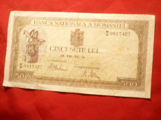 Bancnota 500 lei 10-VII 1941 Mihai I , cal.Buna foto