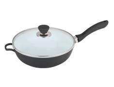 Tigaie ceramica cu capac Barton Steel, 24 cm, negru foto