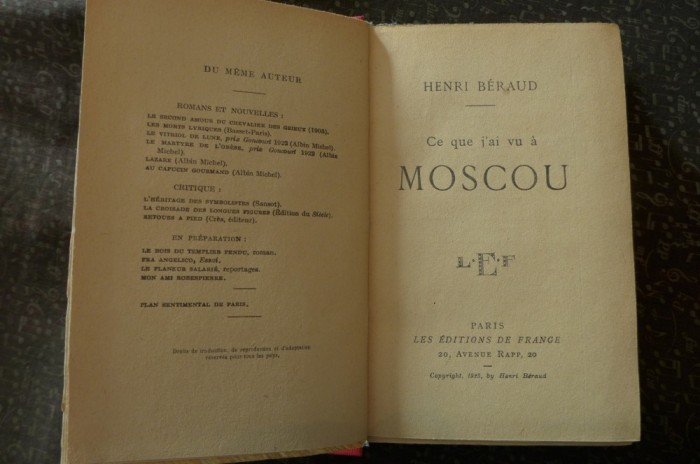 Ce que j'ai vu a Moscou de Henri Beraud Ed. de France 1925 foto mare Ce que j'ai vu a Moscou de Henri Beraud Ed. de France 1925 foto mare