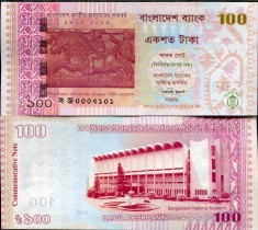 !!! BANGLADESH - 100 TAKA 2013 , COMM - P 63 - UNC / 100 ANI MUZEUL NATIONAL foto