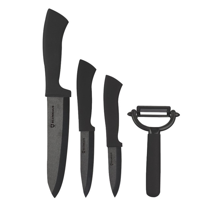 Set cutite din ceramica neagra 4 piese, premium foto mare Set cutite din ceramica neagra 4 piese, premium foto mare