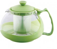 Infuzor ceai si cafea sticla, renberg, capac, maner si rama din plastic, 750 ml, verde foto