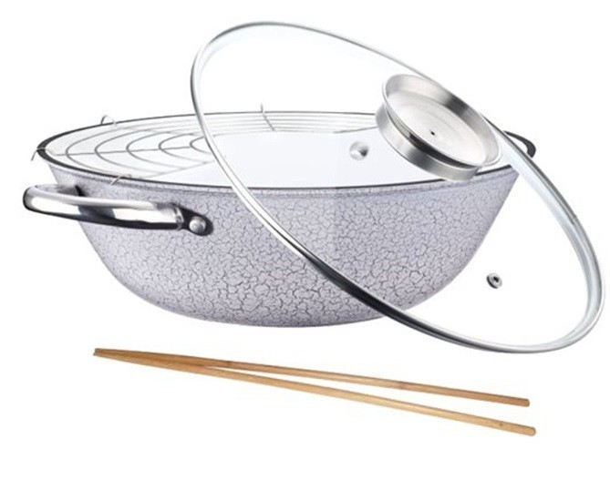 Tigaie wok din fonta cu suport si capac 30 CM PH 15428 32 foto mare Tigaie wok din fonta cu suport si capac 30 CM PH 15428 32 foto mare