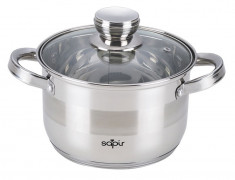 Oala inox cu capac yena, maner inox, 5.1 l, 22 cm, sapir foto