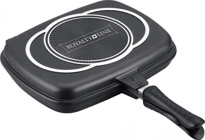 Tigaie Grill Dubla Marmura 34 cm, Royalty Line, negru foto mare Tigaie Grill Dubla Marmura 34 cm, Royalty Line, negru foto mare