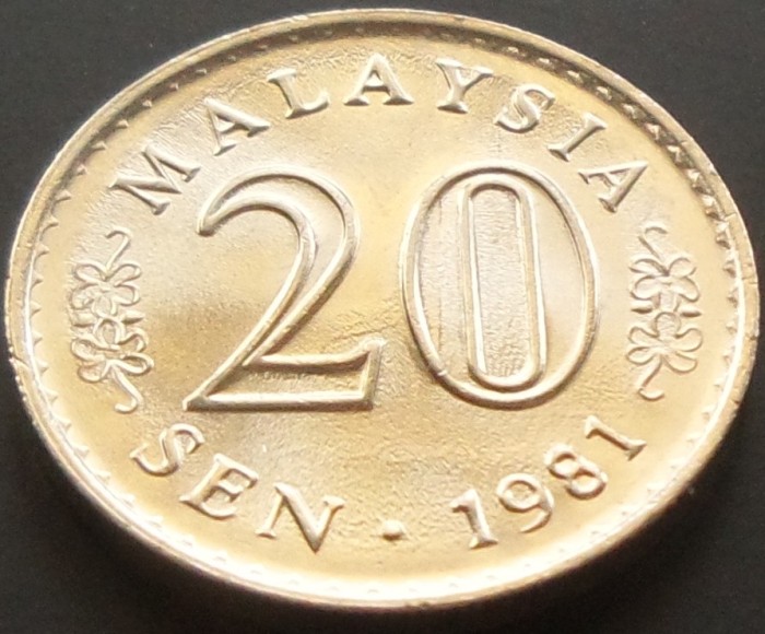 Moneda 20 Sen - MALAEZIA, anul 1981 *cod 2483 --- PERFECT UNC! foto mare Moneda 20 Sen - MALAEZIA, anul 1981 *cod 2483 --- PERFECT UNC! foto mare