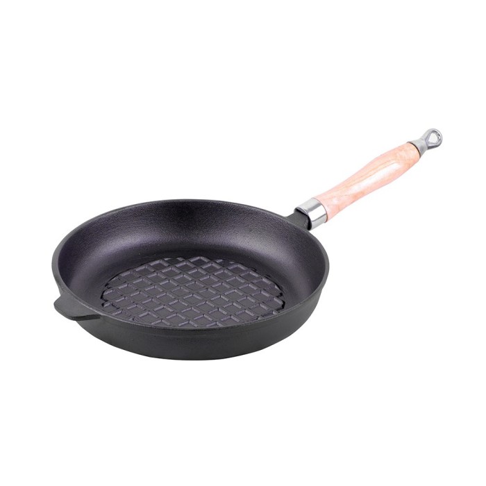Tigaie tip grill din fonta, 24 cm, maner lemn,peterhof foto mare Tigaie tip grill din fonta, 24 cm, maner lemn,peterhof foto mare