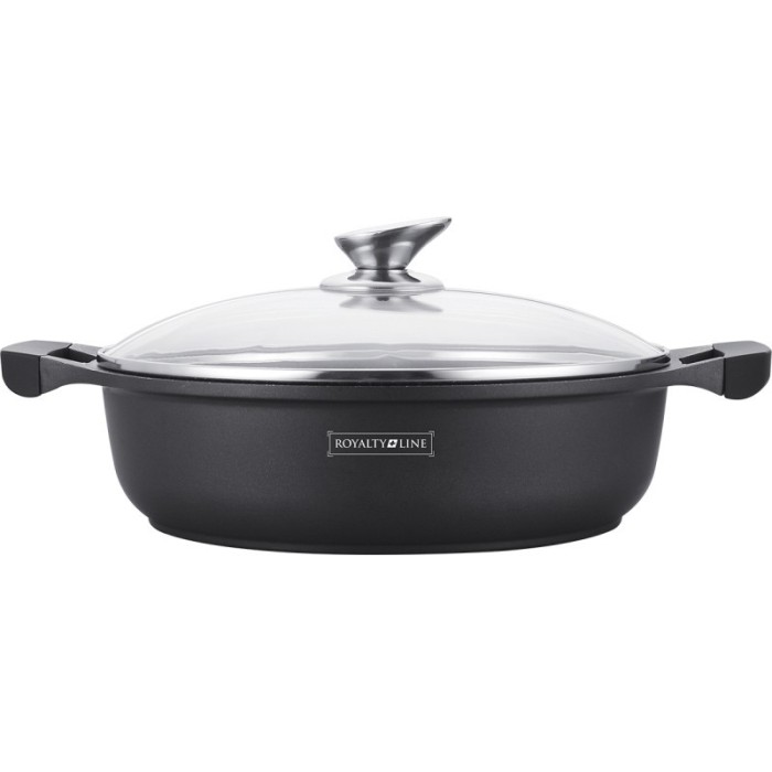 Cratita joasa interior marmura capac sticla Royality Line, 26 cm, 3.7 l, negru foto mare Cratita joasa interior marmura capac sticla Royality Line, 26 cm, 3.7 l, negru foto mare
