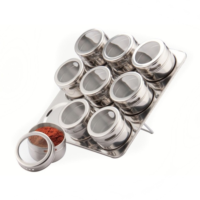 Set recipiente pentru condimente Peterhof, 10 piese, suport inox foto mare Set recipiente pentru condimente Peterhof, 10 piese, suport inox foto mare