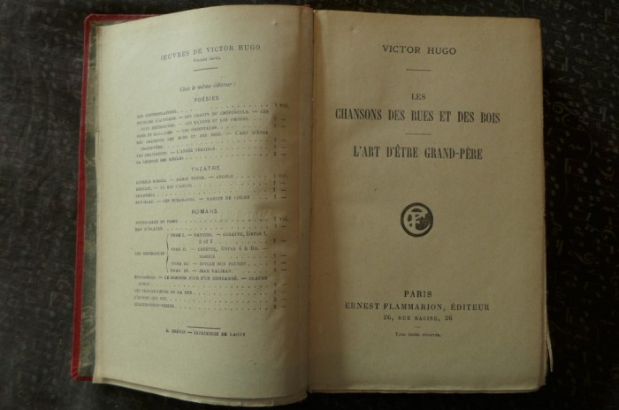 Les chansons des rues et des bois de Victor Hugo Ed. Ernest Flammarion 1924 foto mare Les chansons des rues et des bois de Victor Hugo Ed. Ernest Flammarion 1924 foto mare