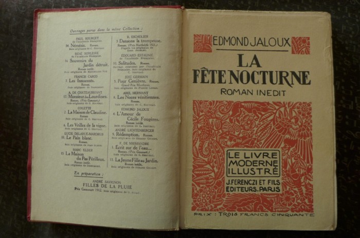 La fete nocturne de Edmond Jaloux Ed. J. Ferenczi et fils Paris 1924 foto mare La fete nocturne de Edmond Jaloux Ed. J. Ferenczi et fils Paris 1924 foto mare