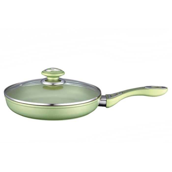 Tigaie aluminiu Peterhof, interior teflon, capac sticla, 28 cm, verde foto mare Tigaie aluminiu Peterhof, interior teflon, capac sticla, 28 cm, verde foto mare