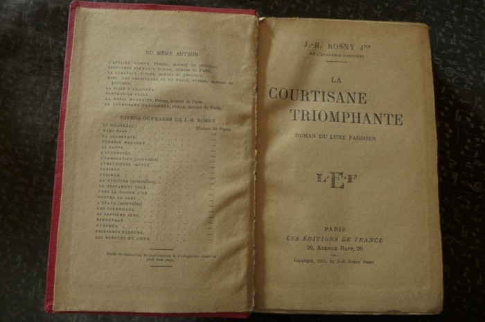 La courtisane triomphante de J.H. Rosny Jr. Ed. de France Paris 1925 foto mare La courtisane triomphante de J.H. Rosny Jr. Ed. de France Paris 1925 foto mare