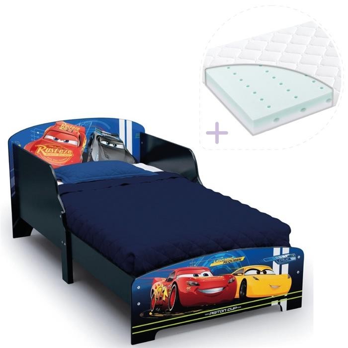 Set Pat Cu Cadru Din Lemn Disney Cars Team Si Saltea Pentru Patut Dreamily - 140 X 70 X 10 Cm foto mare Set Pat Cu Cadru Din Lemn Disney Cars Team Si Saltea Pentru Patut Dreamily - 140 X 70 X 10 Cm foto mare