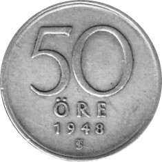 Suedia moneda argint 50 Ore 1948 - Vedeti scan foto