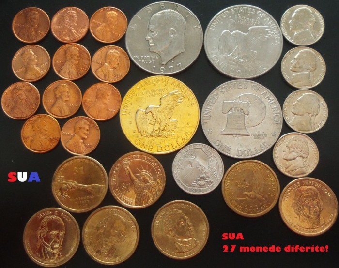 Lot / Set 27 Monede Diferite de la 1 Cent la 1 Dolar = CALITATE!!! *cod SUA foto mare Lot / Set 27 Monede Diferite de la 1 Cent la 1 Dolar = CALITATE!!! *cod SUA foto mare