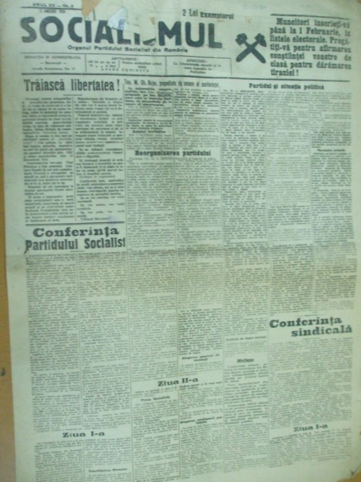 Socialismul 17 ianuarie 1928 conferinta partidului Ghelerter Voitec Popovici foto mare Socialismul 17 ianuarie 1928 conferinta partidului Ghelerter Voitec Popovici foto mare