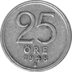 Suedia moneda argint 25 Ore 1948 - Vedeti scan foto