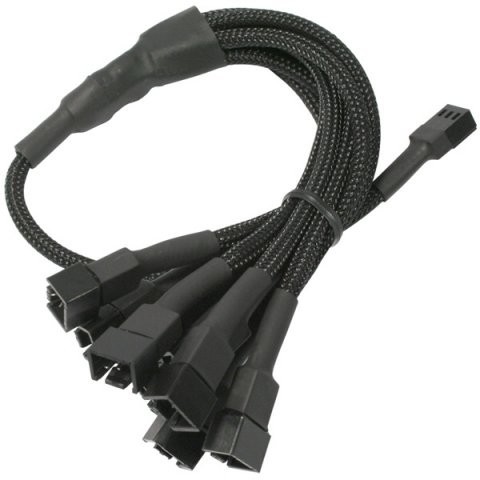 Cablu adaptor pentru ventilatoare Nanoxia 1x 3 pini la 6x 3 pini, 60 cm, negru foto mare Cablu adaptor pentru ventilatoare Nanoxia 1x 3 pini la 6x 3 pini, 60 cm, negru foto mare