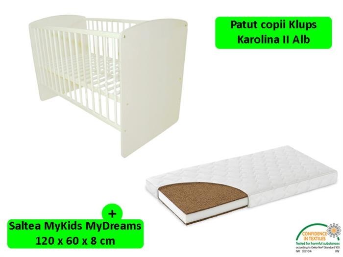 Patut Klups Karolina Ii Alb + Saltea 8 Mykids Mydreams foto mare Patut Klups Karolina Ii Alb + Saltea 8 Mykids Mydreams foto mare