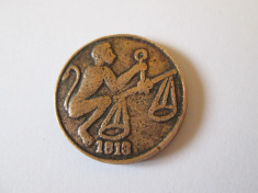 Rar! Jeton/moneda Half Anna Compania Britanica a Indiilor de Est 1813 foto