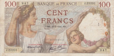 Bancnota Franta de 100 franci 1941 foto