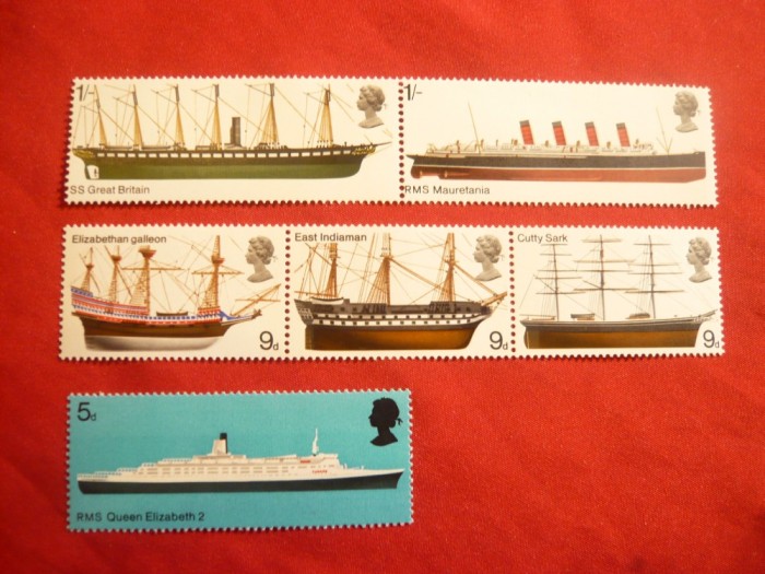 Serie - Nave englezesti 1969 Marea Britanie , 6 valori
