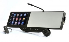 Oglinda retrovizoare cu GPS incorporat - Casca Bluetooth, 720P HD DVR, Display 5 inch foto