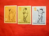 Serie 100 Ani Cricket Marea Britanie 1973, 3 valori, Nestampilat