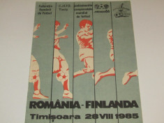 Program meci fotbal ROMANIA - FINLANDA 28.08.1985 foto