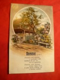 Ilustrata - Litografie- Vila cu Poezie , interbelica