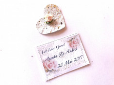 Marturii nunta hartie plantabila Dusty Pink &amp;amp;#8211; inimioara hartie seminte foto