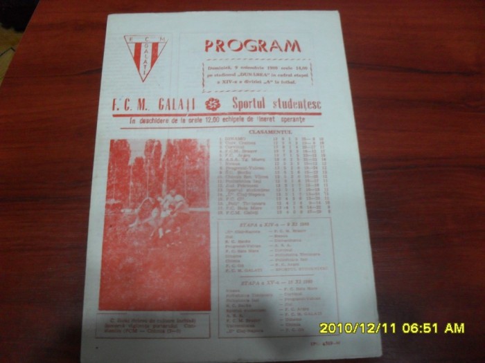 program FCM Galati - Sportul Stud.