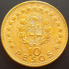 Moneda 10 Pesos - URUGUAY, anul 1965 *cod 2692 rara! foto