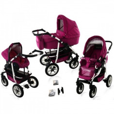 Carucior 3 in 1 Bavario White W3 (Fucsia) Krasnal foto