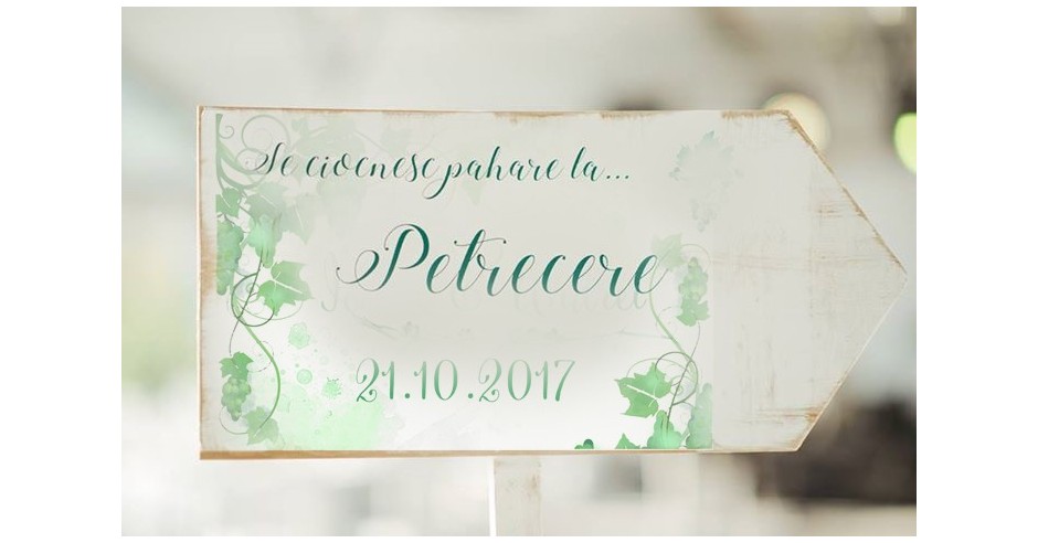 Semn de nunta personalizat vintage cu stativ Vine Leaves | arhiva Okazii.ro