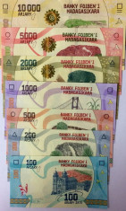 Bancnota Madagascar 100 - 10,000 Ariary 2017 - PNew UNC ( set 7 bancnote ) foto