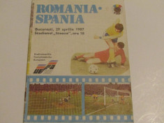 Program meci fotbal ROMANIA - SPANIA (29.04.1987) foto