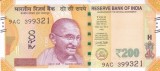 Bancnota India 200 Rupii 2017 - P113 UNC ( design nou - vezi descriere )