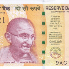 Bancnota India 200 Rupii 2017 - P113 UNC ( design nou )