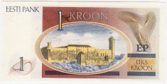 Estonia bancnota 1 KROON 1992 UNC foto