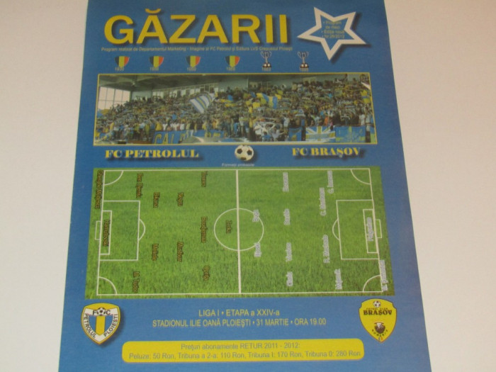 Program meci fotbal PETROLUL PLOIESTI - FC BRASOV (31.03.2012)