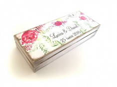 Peony Watercolor Ring Box &amp;amp;#8211; cutiuta personalizata verighete foto