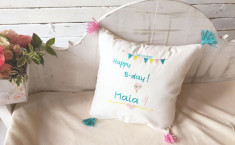 Happy B-Day Embroidered Cushion- Perna decorativa copii personalizata foto