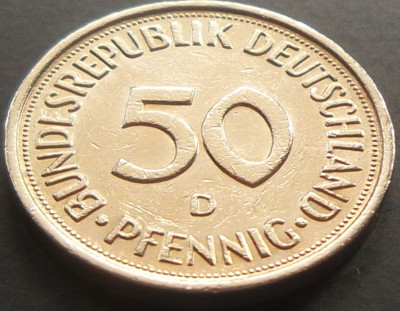 Moneda 50 PFENNIG - RF GERMANIA, anul 1976 *cod 670 - Litera D foto