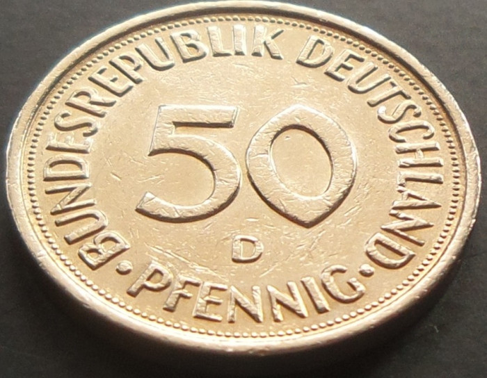 Moneda 50 PFENNIG - RF GERMANIA, anul 1976 *cod 670 - Litera D