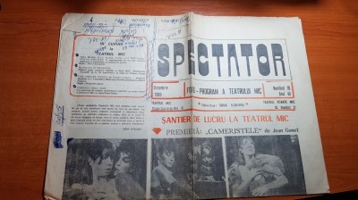 ziarul spectator octombrie 1988 - foaie -program a teatrului mic foto